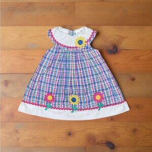 🌼 Little Goodies Girls Plaid Flower Dress - Size 4T